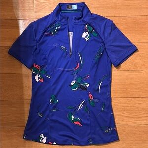 PGA Tour Royal Blue Short Sleeve Zippered Polo Jersey